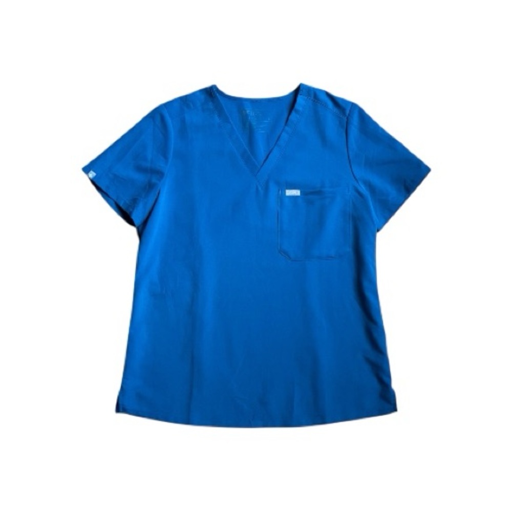 FIGS Catarina FIONx Scrub Top‎ Alps Blue V-Neck One Pocket Women’s Medium